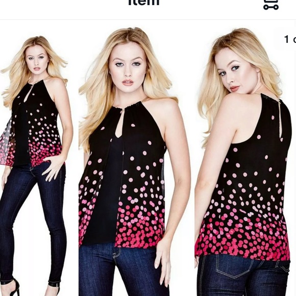 New Guess Marciano Chiffon Ombré Polka Dot Chain S - Picture 5 of 6